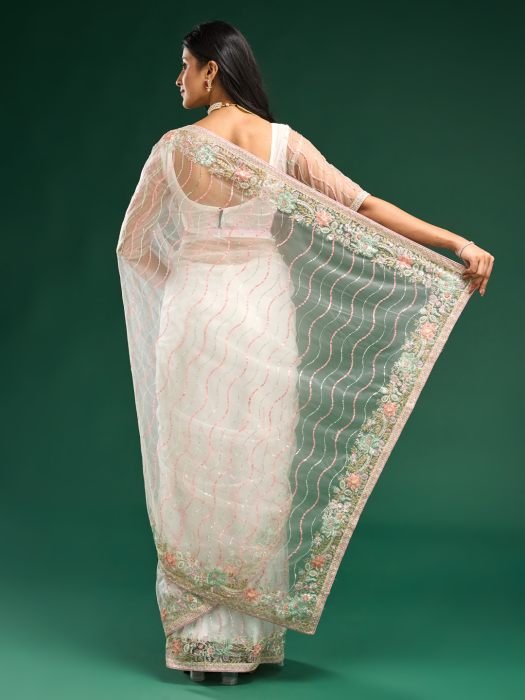 Floral Embroidered Net Saree party wear saree