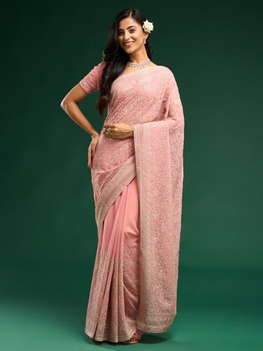 Floral Embroidered Pure Georgette Saree embroidered saree