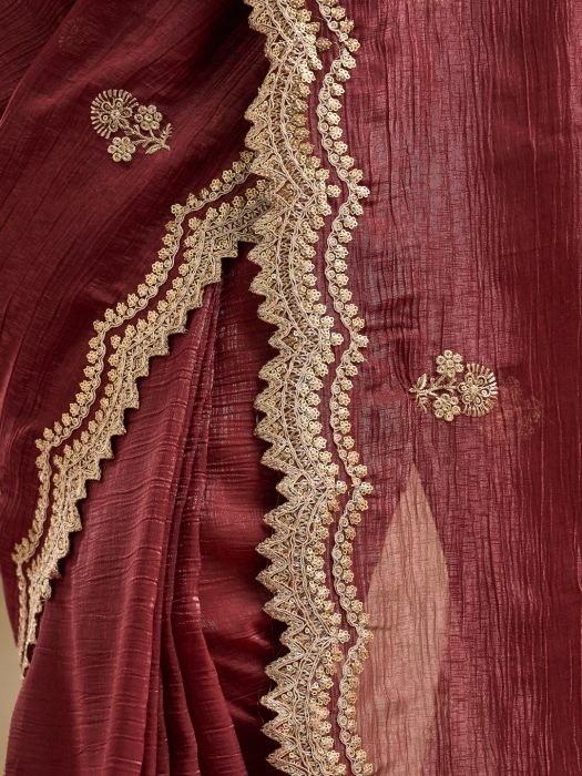 Floral Embroidered Pure Silk Saree embroidered saree