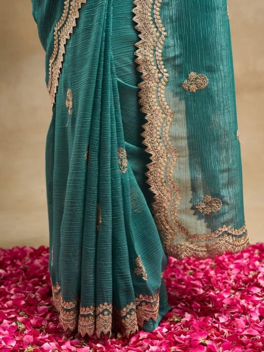 Floral Embroidered Pure Silk Saree embroidered saree