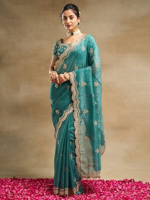 Floral Embroidered Pure Silk Saree embroidered saree