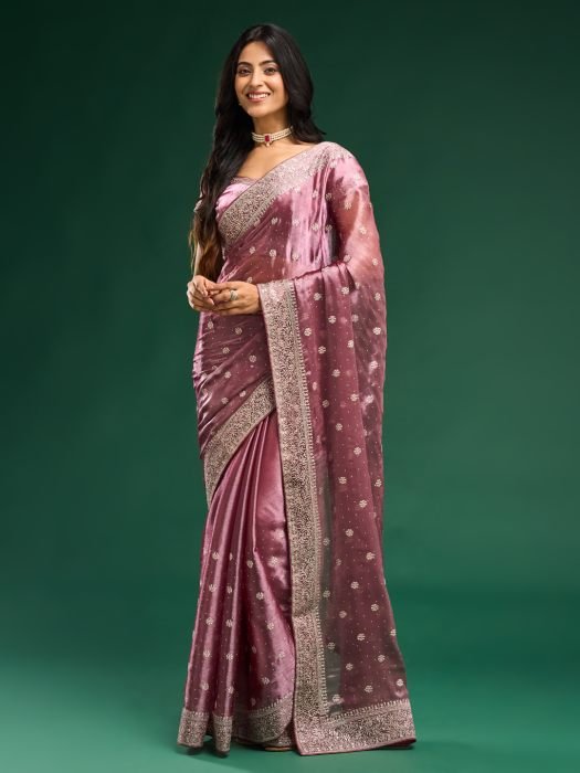 Floral Embroidered Silk Blend Saree