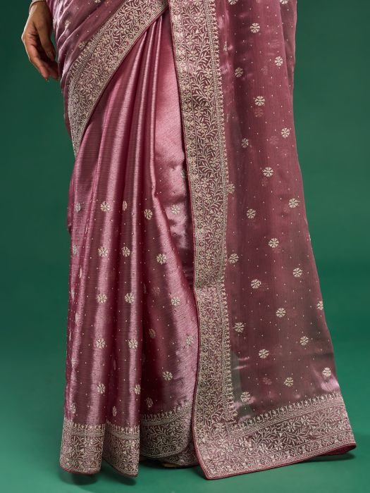 Floral Embroidered Silk Blend Saree embroidered saree