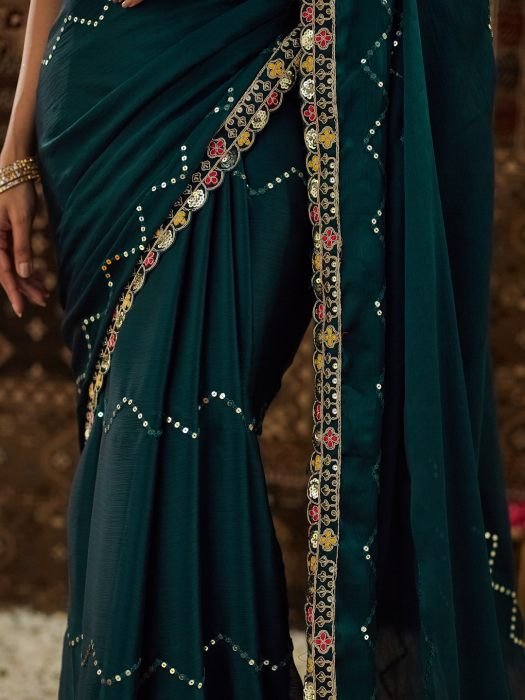 Floral Embroidered Silk Blend Saree embroidered saree