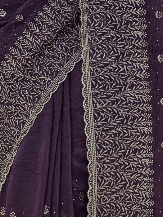 Floral Zari Silk Blend Saree embroidered saree