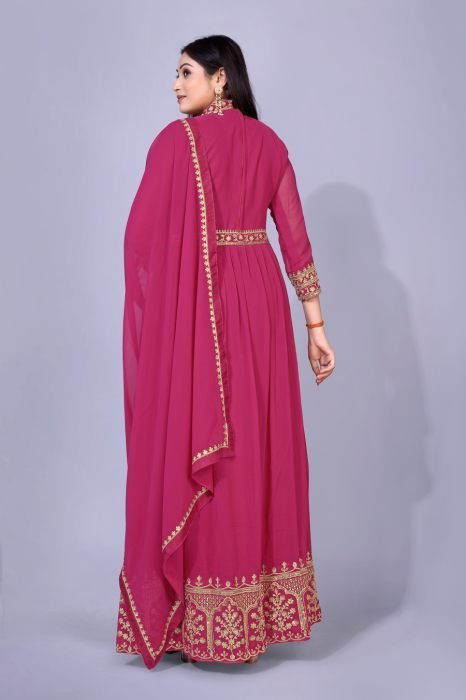 Gajri Embroidered Georgette Maxi Semi Stitched Kurta With Palazzo And  Dupatta semi stitched