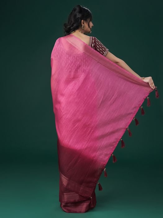 Gajri Woven Design Embellished Zari Saree NEW