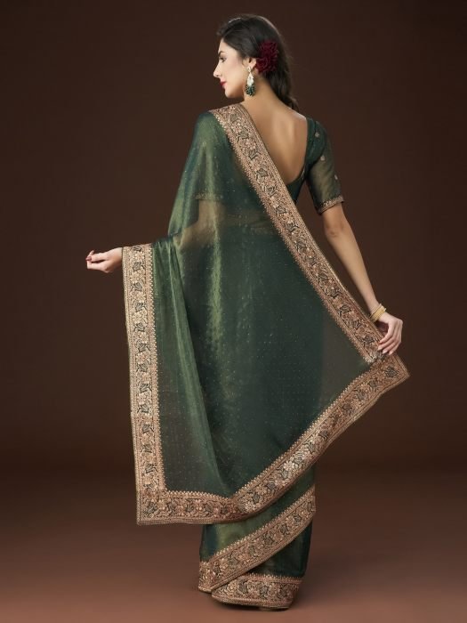 Green Zari Embroidered Saree embroidered saree