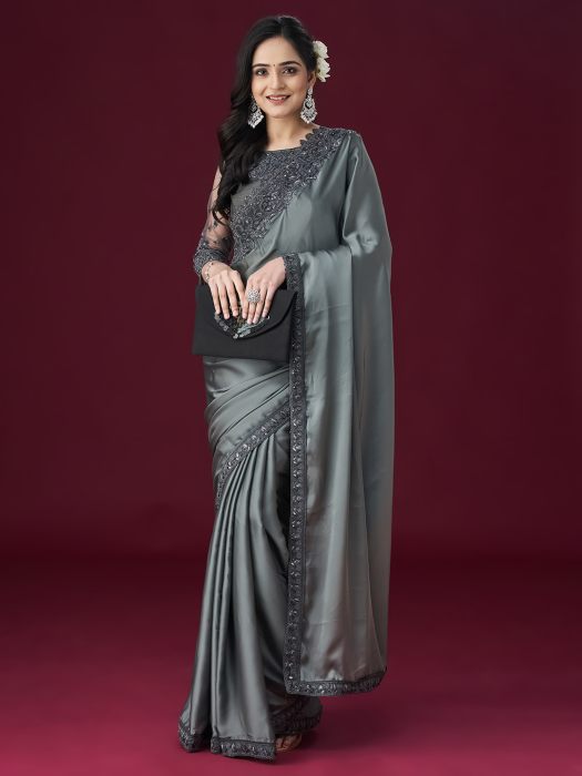 Designer Grey Saree - Buy Trendy Saree