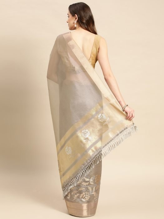 Grey  Floral Sequinned Pure Georgette Saree sequin saree