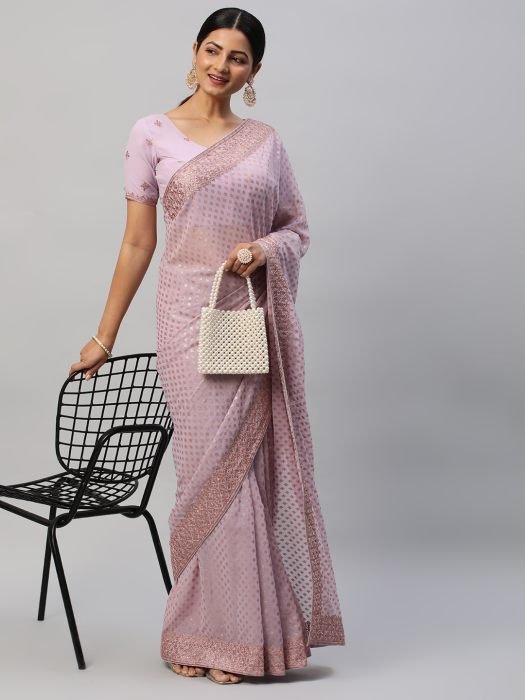 Lavender Georgette Saree With Designer Saree party wear saree