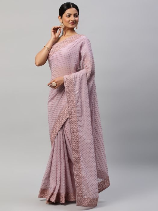 Lavender Georgette Saree With Designer Saree party wear saree