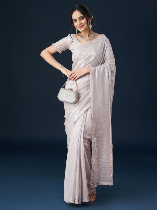 Lavender Sequinned Embellished Saree georgette sarees