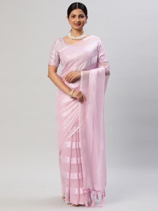 Lavender Striped Satin Saree designer saree