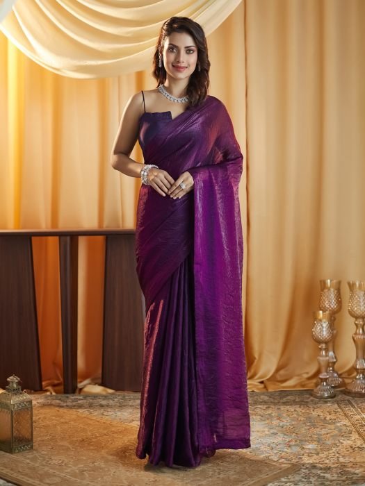 Magenta Party wear Plain saree party wear saree