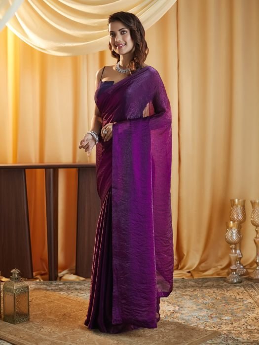 Magenta Party wear Plain saree party wear saree