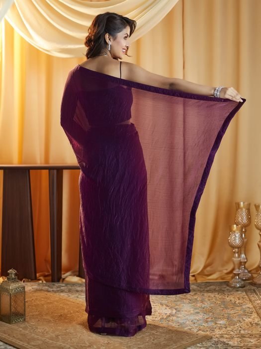 Magenta Party wear Plain saree party wear saree