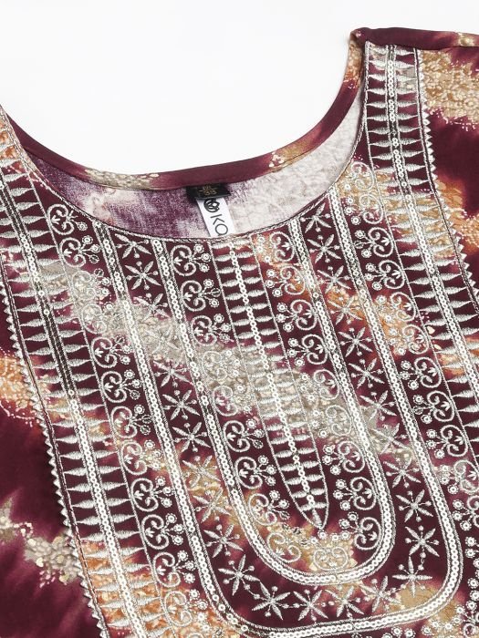 Maroon Printed And Embroidered Work Regular Kurta with Trousers   Dupatta kurta sets with dupatta