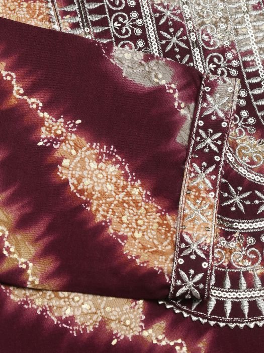 Maroon Printed And Embroidered Work Regular Kurta with Trousers   Dupatta kurta sets with dupatta