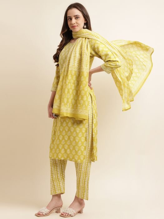 Neon Ethnic Motifs Printed Kurta with Trousers   With Dupatta kurta sets with dupatta