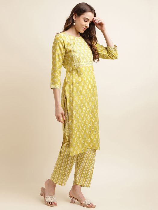 Neon Ethnic Motifs Printed Kurta with Trousers   With Dupatta kurta sets with dupatta