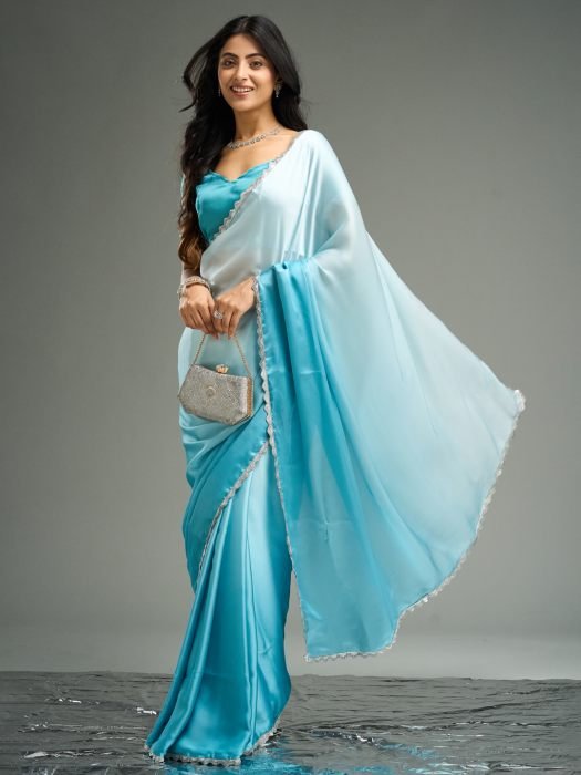 Ombre Satin Saree party wear saree