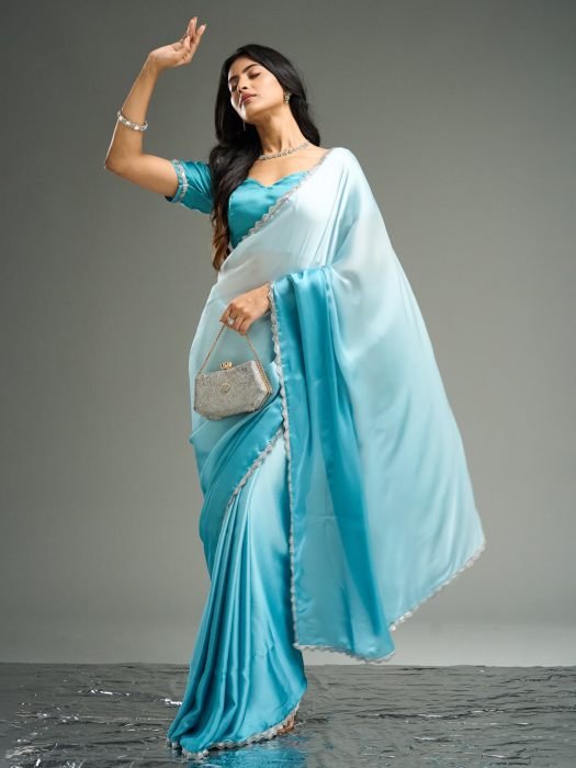 Ombre Satin Saree party wear saree