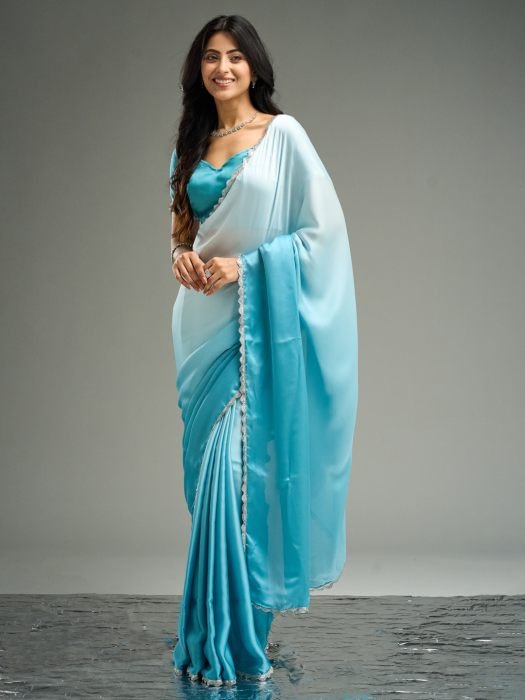 Ombre Satin Saree party wear saree