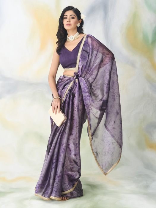 Paisley Poly Chiffon Saree party wear saree