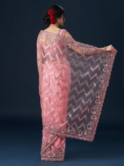 Pink Embellished Net Sarees NEW