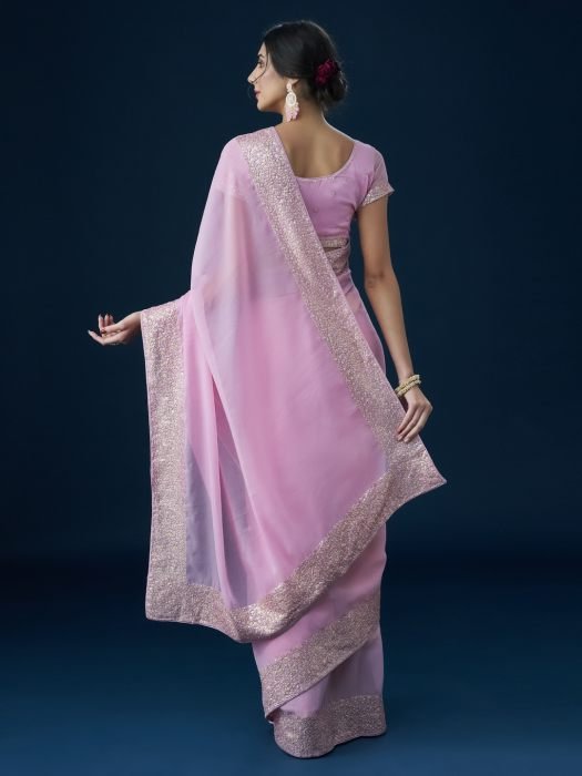 Pink Embroidered Sequinned Sarees embroidered saree