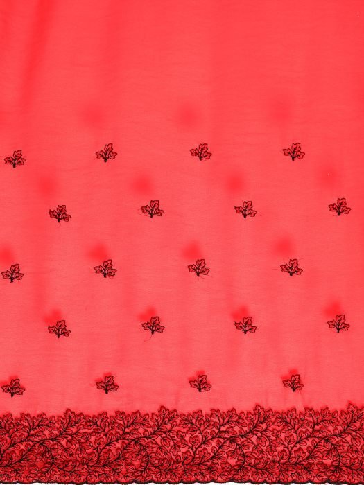 Red Floral Embroidered Work Pure Chiffon Saree party wear saree