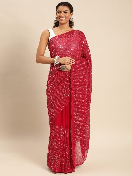 Cherry  Sequence Georgette Saree party wear saree