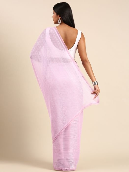 Lavender Striped Fancy Blouse Organza Saree  party wear saree