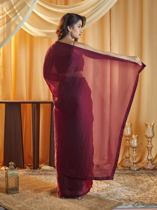 Wine Party wear Plain saree party wear saree