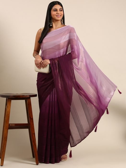 Wine Chiffon Saree party wear saree