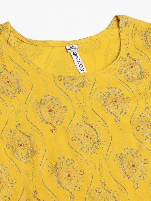 Yellow Ethnic Motifs Printed Regular Kurta With Trousers   Dupatta kurta sets with dupatta