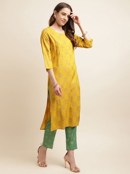 Yellow Ethnic Motifs Printed Regular Kurta With Trousers   Dupatta kurta sets with dupatta