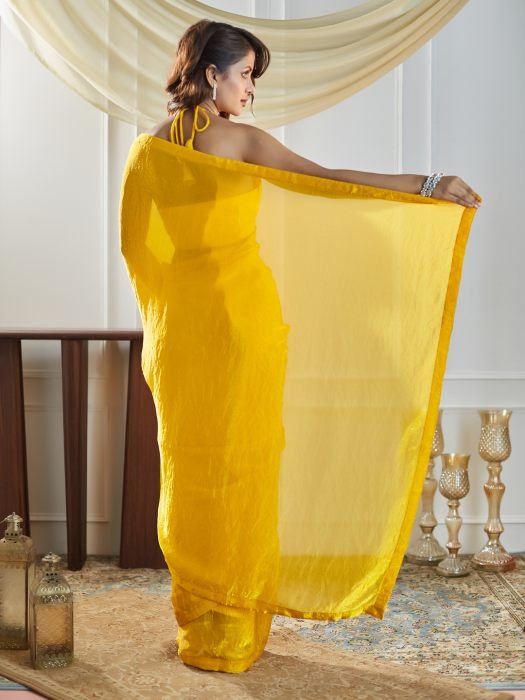 Yellow Party wear Plain saree party wear saree