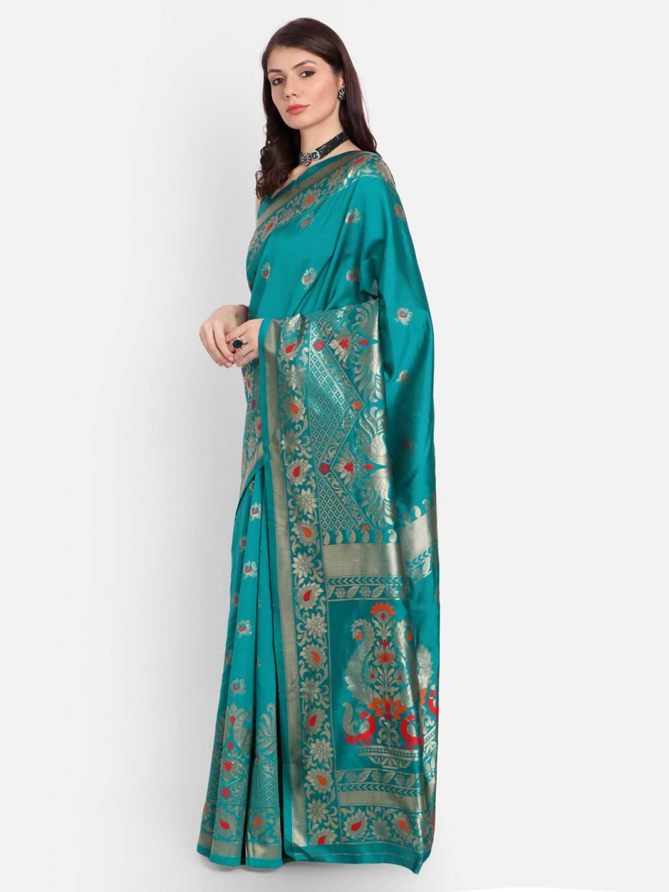 Woven Design Zari Silk Blend Saree–